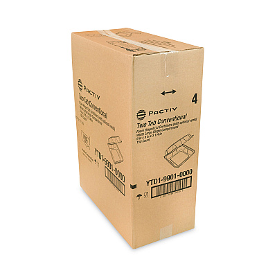 Pactiv Evergreen Vented Foam Hinged Lid Container, Dual Tab Lock, 9.13 x 9 x 3.25, White, 150/Carton (PCTYTD199010000)