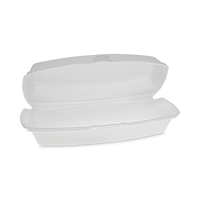 Pactiv Evergreen Foam Hinged Lid Container, Single Tab Lock Hot Dog, 7.25 x 3 x 2, White, 504/Carton (PCTYTH100980000)