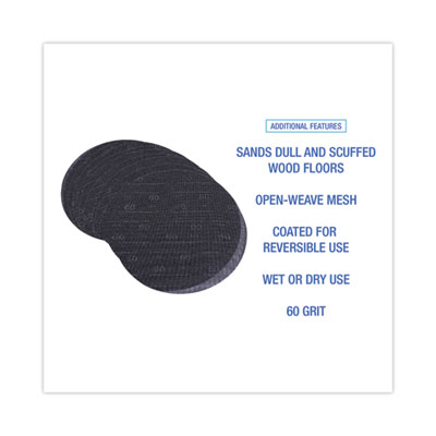 Boardwalk Sanding Screens, 17" Diameter, 60 Grit, Black, 10/Carton (BWK50176010)
