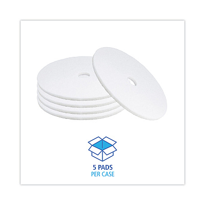Boardwalk Polishing Floor Pads, 24" Diameter, White, 5/Carton (BWK4024WHI)
