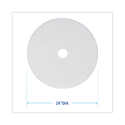 Boardwalk Polishing Floor Pads, 24" Diameter, White, 5/Carton (BWK4024WHI)