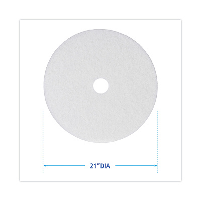 Boardwalk Polishing Floor Pads, 21" Diameter, White, 5/Carton (BWK4021WHI)