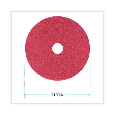 Boardwalk Buffing Floor Pads, 21" Diameter, Red, 5/Carton (BWK4021RED)
