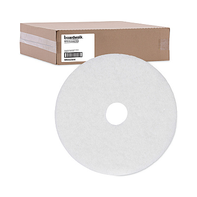 Boardwalk Polishing Floor Pads, 20" Diameter, White, 5/Carton (BWK4020WHI)