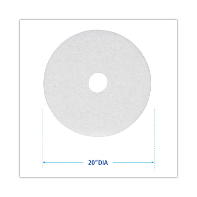 Boardwalk Polishing Floor Pads, 20" Diameter, White, 5/Carton (BWK4020WHI)