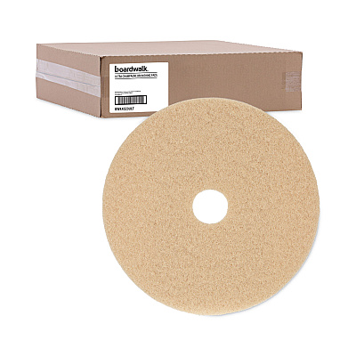 Boardwalk Burnishing Floor Pads, 20" Diameter, Tan, 5/Carton (BWK4020ULT)
