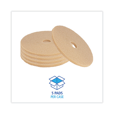 Boardwalk Burnishing Floor Pads, 20" Diameter, Tan, 5/Carton (BWK4020ULT)