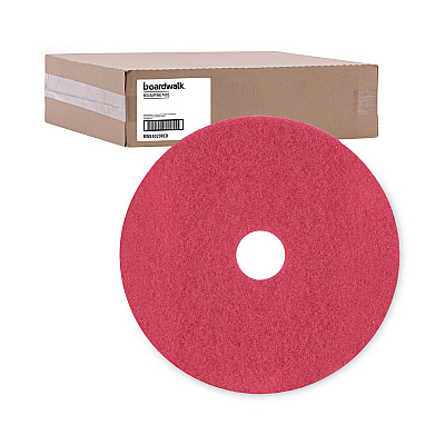 Boardwalk Buffing Floor Pads, 20" Diameter, Red, 5/Carton (BWK4020RED)
