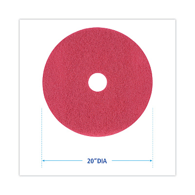 Boardwalk Buffing Floor Pads, 20" Diameter, Red, 5/Carton (BWK4020RED)