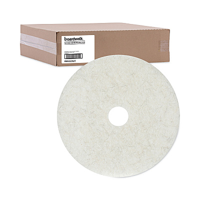 Boardwalk Natural Burnishing Floor Pads, 20" Diameter, White, 5/Carton (BWK4020NAT)