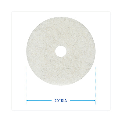 Boardwalk Natural Burnishing Floor Pads, 20" Diameter, White, 5/Carton (BWK4020NAT)