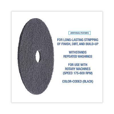 Boardwalk High Performance Stripping Floor Pads, 20" Diameter, Black, 5/Carton (BWK4020HIP)