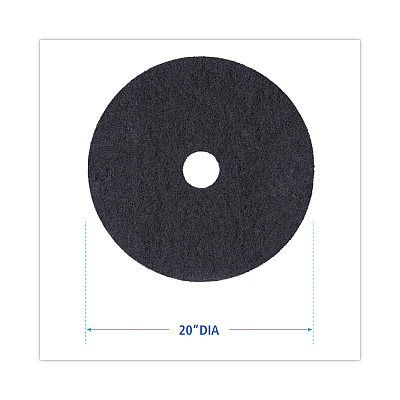 Boardwalk Stripping Floor Pads, 20" Diameter, Black, 5/Carton (BWK4020BLA)
