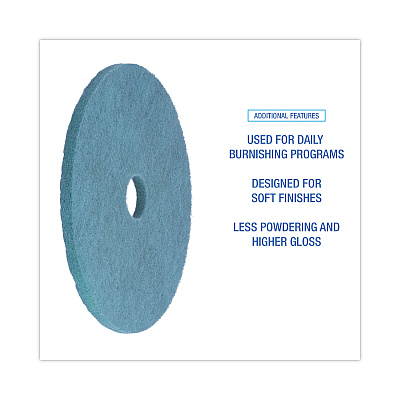 Boardwalk Burnishing Floor Pads, 20" Diameter, Aqua, 5/Carton (BWK4020AQU)