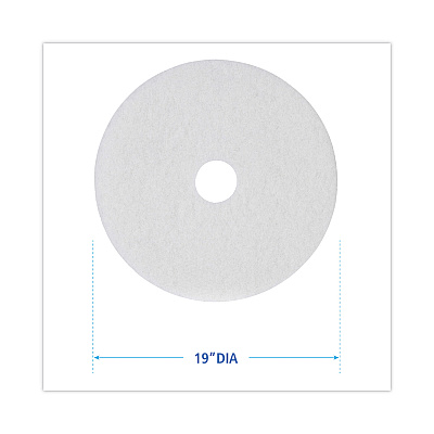 Boardwalk Polishing Floor Pads, 19" Diameter, White, 5/Carton (BWK4019WHI)
