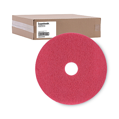 Boardwalk Buffing Floor Pads, 19" Diameter, Red, 5/Carton (BWK4019RED)