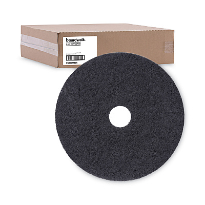 Boardwalk Stripping Floor Pads, 19" Diameter, Black, 5/Carton (BWK4019BLA)