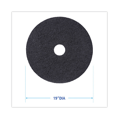 Boardwalk Stripping Floor Pads, 19" Diameter, Black, 5/Carton (BWK4019BLA)