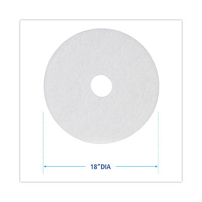 Boardwalk Polishing Floor Pads, 18" Diameter, White, 5/Carton (BWK4018WHI)