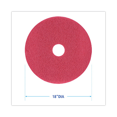 Boardwalk Buffing Floor Pads, 18" Diameter, Red, 5/Carton (BWK4018RED)