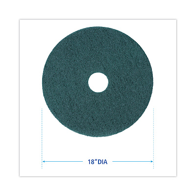 Boardwalk Heavy-Duty Scrubbing Floor Pads, 18" Diameter, Green, 5/Carton (BWK4018GRE)
