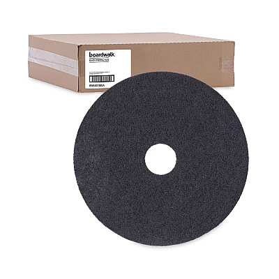 Boardwalk Stripping Floor Pads, 18" Diameter, Black, 5/Carton (BWK4018BLA)
