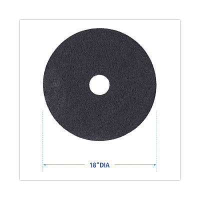 Boardwalk Stripping Floor Pads, 18" Diameter, Black, 5/Carton (BWK4018BLA)