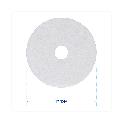 Boardwalk Polishing Floor Pads, 17" Diameter, White, 5/Carton (BWK4017WHI)