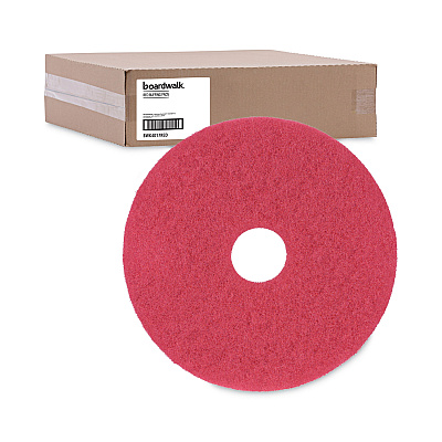 Boardwalk Buffing Floor Pads, 17" Diameter, Red, 5/Carton (BWK4017RED)