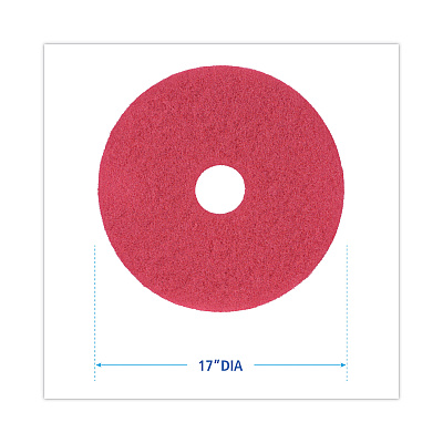 Boardwalk Buffing Floor Pads, 17" Diameter, Red, 5/Carton (BWK4017RED)