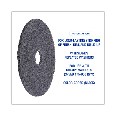 Boardwalk High Performance Stripping Floor Pads, 17" Diameter, Black, 5/Carton (BWK4017HIP)