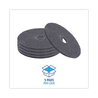 Boardwalk High Performance Stripping Floor Pads, 17" Diameter, Black, 5/Carton (BWK4017HIP)