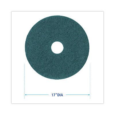 Boardwalk Heavy-Duty Scrubbing Floor Pads, 17" Diameter, Green, 5/Carton (BWK4017GRE)