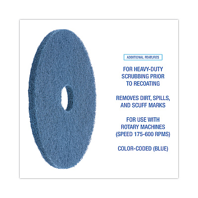 Boardwalk Scrubbing Floor Pads, 17" Diameter, Blue, 5/Carton (BWK4017BLU)