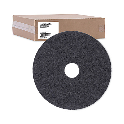 Boardwalk Stripping Floor Pads, 17" Diameter, Black, 5/Carton (BWK4017BLA)