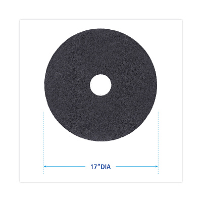 Boardwalk Stripping Floor Pads, 17" Diameter, Black, 5/Carton (BWK4017BLA)