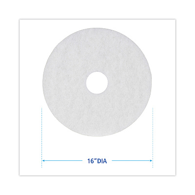 Boardwalk Polishing Floor Pads, 16" Diameter, White, 5/Carton (BWK4016WHI)