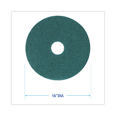 Boardwalk Heavy-Duty Scrubbing Floor Pads, 16" Diameter, Green, 5/Carton (BWK4016GRE)