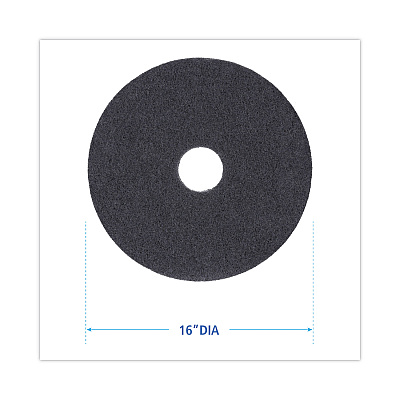 Boardwalk Stripping Floor Pads, 16" Diameter, Black, 5/Carton (BWK4016BLA)