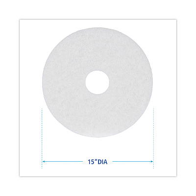 Boardwalk Polishing Floor Pads, 15" Diameter, White, 5/Carton (BWK4015WHI)