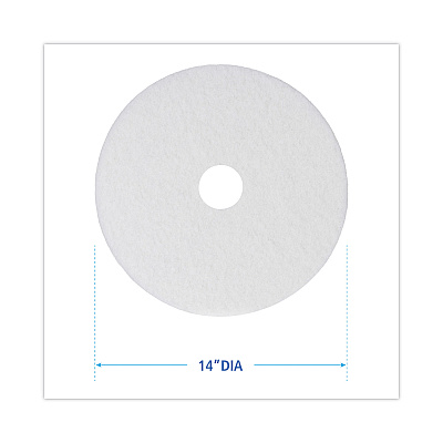 Boardwalk Polishing Floor Pads, 14" Diameter, White, 5/Carton (BWK4014WHI)