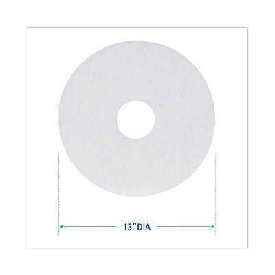 Boardwalk Polishing Floor Pads, 13" Diameter, White, 5/Carton (BWK4013WHI)