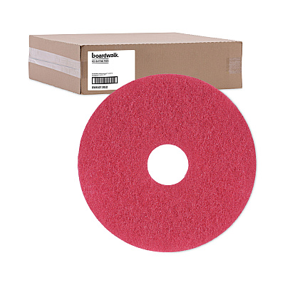 Boardwalk Buffing Floor Pads, 13" Diameter, Red, 5/Carton (BWK4013RED)