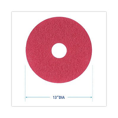Boardwalk Buffing Floor Pads, 13" Diameter, Red, 5/Carton (BWK4013RED)