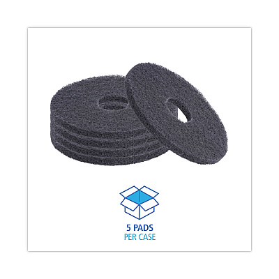 Boardwalk Stripping Floor Pads, 13" Diameter, Black, 5/Carton (BWK4013BLA)