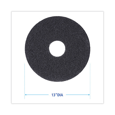 Boardwalk Stripping Floor Pads, 13" Diameter, Black, 5/Carton (BWK4013BLA)