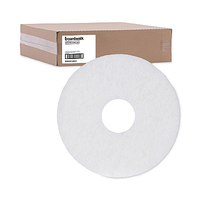 Boardwalk Polishing Floor Pads, 12" Diameter, White, 5/Carton (BWK4012WHI)