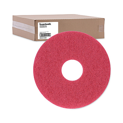 Boardwalk Buffing Floor Pads, 12" Diameter, Red, 5/Carton (BWK4012RED)