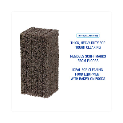 Boardwalk Heavy-Duty Scour Pad, 4.63 x 10, Brown, 20/Carton (BWK403)