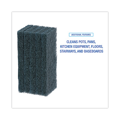 Boardwalk Medium-Duty Scour Pad, 10 x 4.63, Blue, 20/Carton (BWK402)